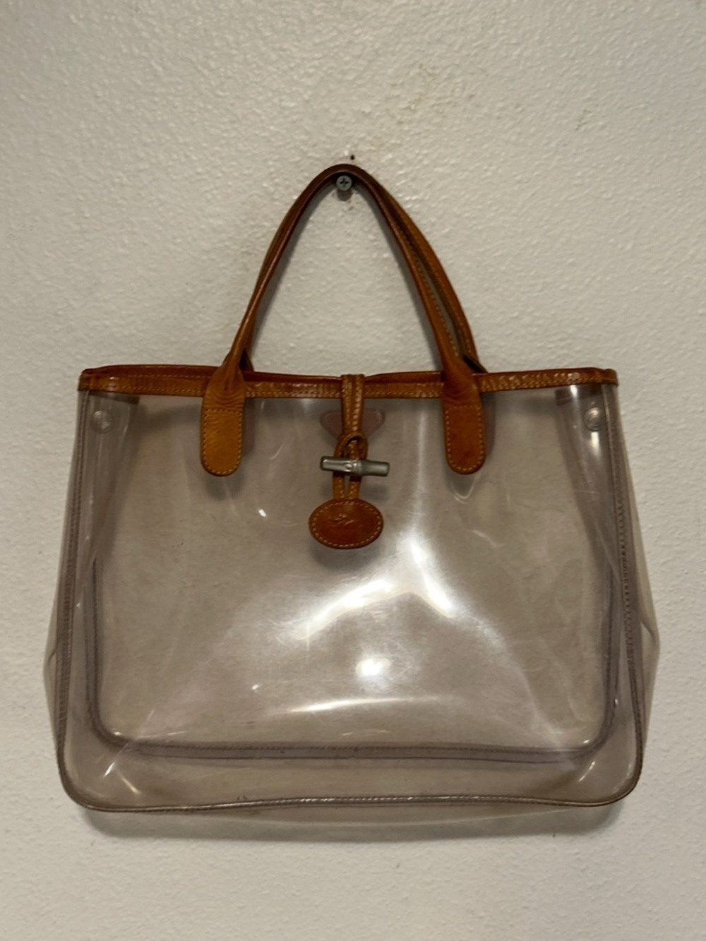LONGCHAMP RARE PVC Clear Tan Leather Trim
Tote Bag Bamboo Bit Medium Transparent - Picture 2 of 16